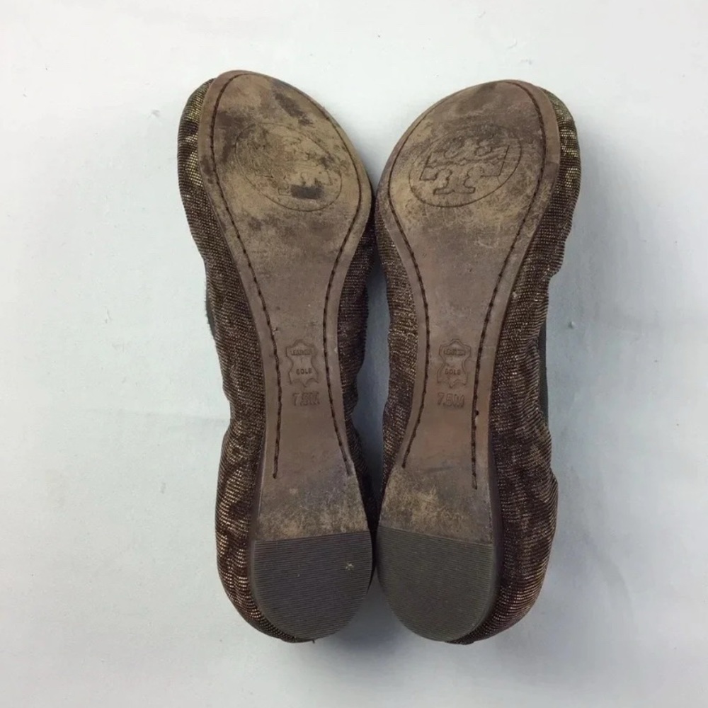 Tory Burch Caroline 2 Leopard Lurex Vegan Elastic Ballet Flats Women's Size 7.5M - Picture 3 of 4